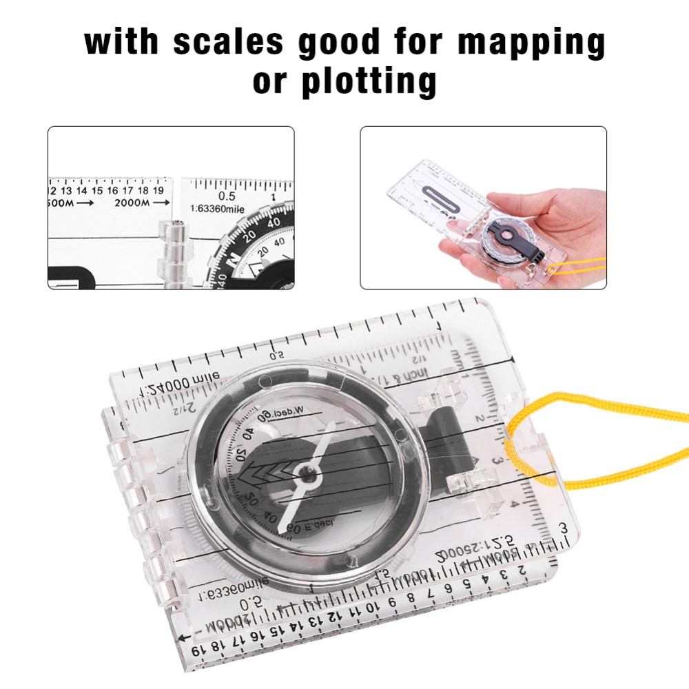 Map Compass Orienteering - 내구성이 뛰어난 경량 오리엔티어링 나침반, 투명한
