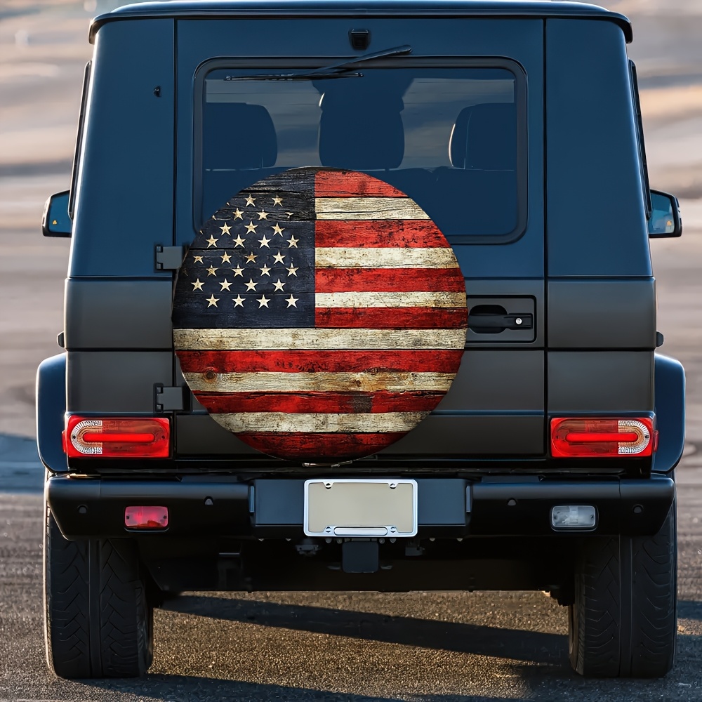 소박한 미국 국기 타이어 커버 폴리에스터 야외 모험용  - Outdoor Adventure Jeep 리뷰 및 가격