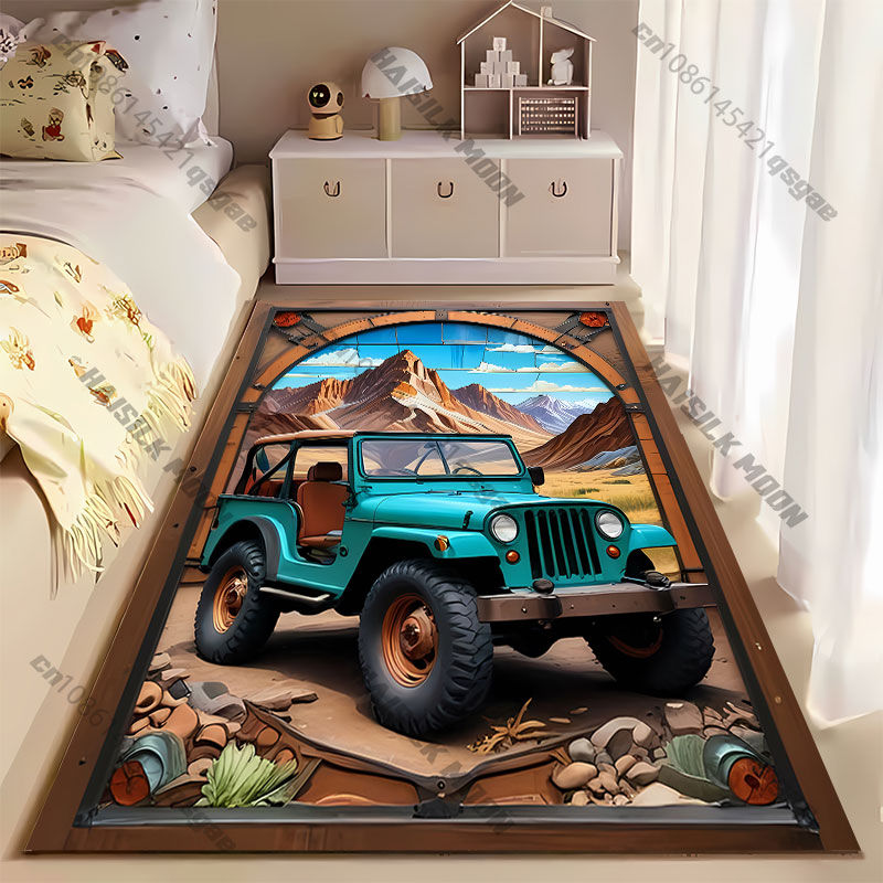 모험 탐험 지프 산 풍경 카펫 요가 거실 룸 데코 어린 - Outdoor Adventure Jeep 리뷰 및 가격