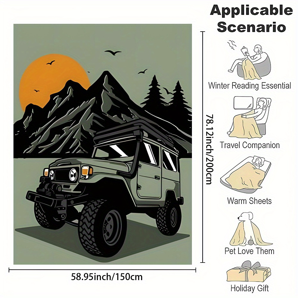 아늑한 캠핑 지프 일러스트레이션 담요 - 야외 모험,  - Outdoor Adventure Jeep 리뷰 및 가격